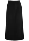 Totême Black Midi Straight Low-waisted Skirt In Recycled Polyester And Wool In Black