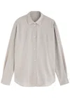 Totême Womens Pale Grey Melange Curved-hem Long-sleeves Woven-blend Shirt In Grey Light