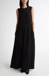 Totême Toteme Woven Stripe Sleeveless A-line Dress In Black