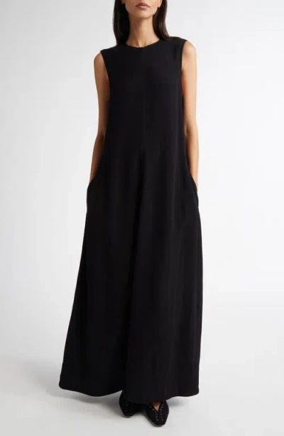 Totême Toteme Woven Stripe Sleeveless A-line Dress In Black