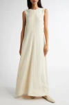 Totême Toteme Woven Stripe Sleeveless A-line Dress In Ecru