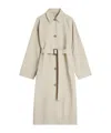 Totême Tumbled Cotton-silk Belted Long Trench Coat In Nude