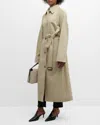 Totême Tumbled Cotton-silk Belted Long Trench Coat In Beige Khaki