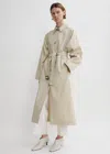 Totême Tumbled Cotton-silk Belted Long Trench Coat In Sand
