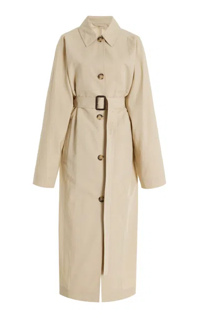 Totême Tumbled Organic Cotton-silk Trench Coat In Beige