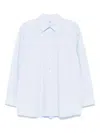 Totême Pleated Collar Shirt With Inverted Pleats In Blau