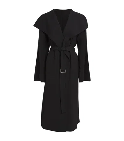 Totême "twill Signature" Belted Waist Coat With Long Sleeves In Black