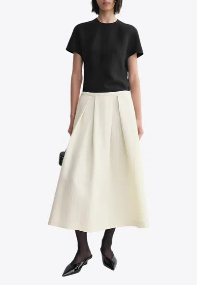 Totême Wool Silk Twinflower Skirt Macadamia