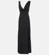Totême Twisted Draped Satin Maxi Dress In Black