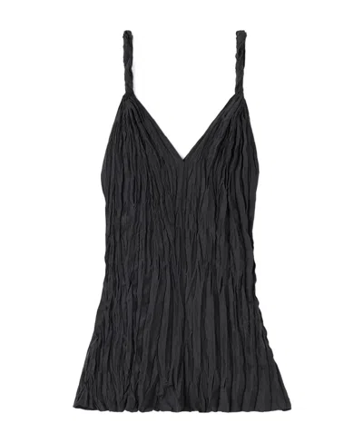 Totême Twist-strap Crinkled Silk Top In Black