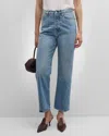 Totême Twisted Seam High-rise Straight-leg Organic-denim Jeans In Blue Group