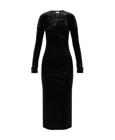 Totême Twisted Velvet Midi Dress In Black