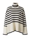 Totême Signature Stripe Wool-cotton Turtleneck Sweater In Neutral