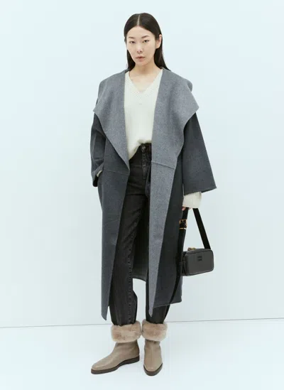 Totême Two-tone Signature Wool And Cashmere Coat In Grey