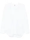 Totême Cotton Shirt With Buttoned Cuffs And Curved Hem In White