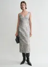 Totême V-neck Brocade Dress Silver In Silver
