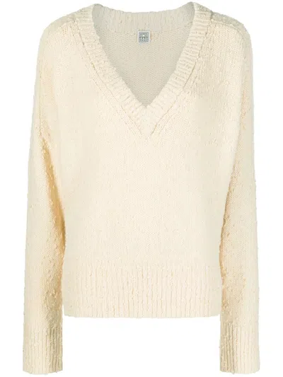 Totême V-neck Jumper In Neutrals