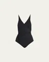 Totême V-neck Wrap One-piece Swimsuit In Black