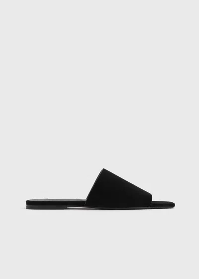 Totême Velour-leather Bandeau Slides Black