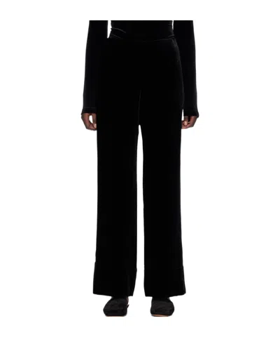 Totême Velvet Wide-leg Trousers In Black