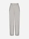 Totême Deep Pleat Trousers In Mist Melange In 031 Oat Melange