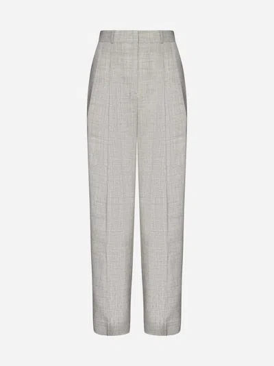 Totême Viscose And Linen-blend Tailored Trousers In Oat Melange