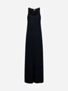 Totême Long Black Dress With Scoop Neck In Jersey Woman In Black
