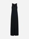 Totême Long Black Dress With Scoop Neck In Jersey Woman In Black