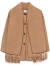 Totême Toteme Chain Stitch Wool Blend Scarf Jacket In Brown