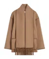 Totême Toteme Chain Stitch Wool Blend Scarf Jacket In Brown
