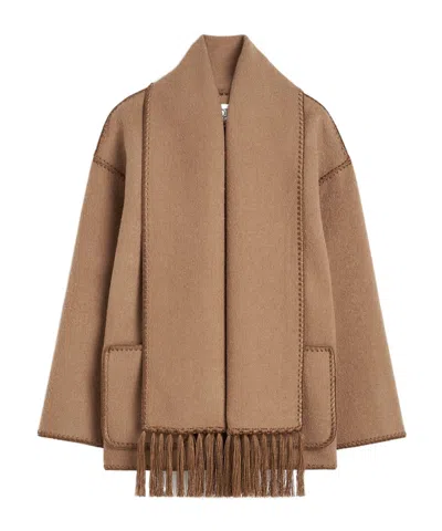 Totême Embroidered Scarf Wool Blend Jacket In Brown