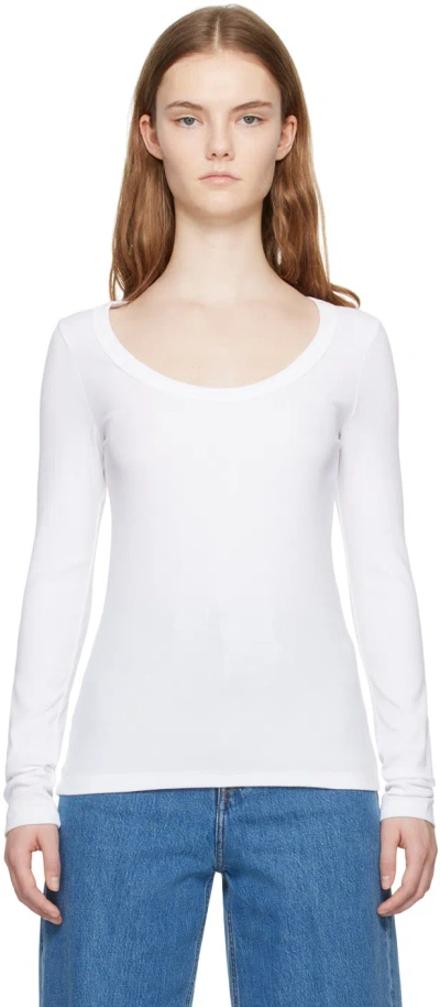 Totême White Classic Long Sleeve T-shirt In 047 White