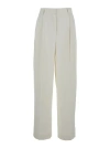 Totême White High-waist Pants With Pences In White