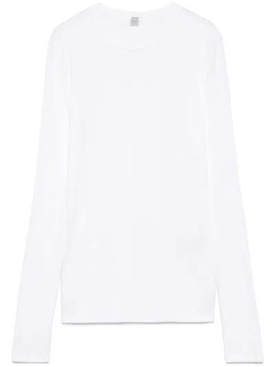 Totême Classic Long-sleeve Lyocell And Cotton T-shirt In White