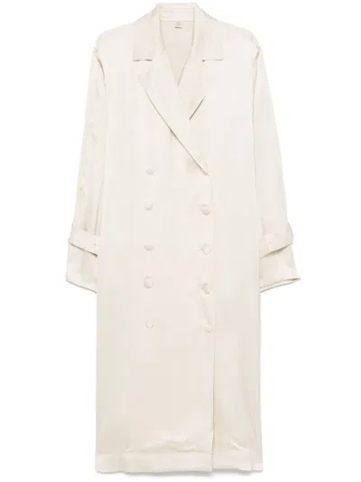 Totême Satin Midi Dress In White