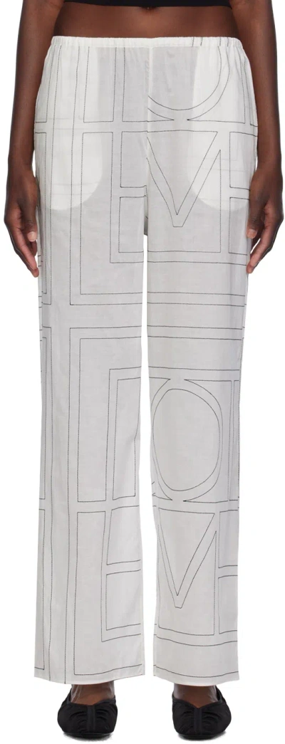 Totême Monogram Cotton Pyjama Trousers In White