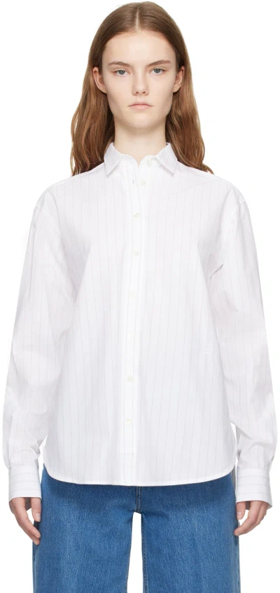 Totême White Pinstripe Shirt In 115 White/ochre Pins