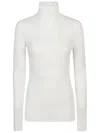 Totême Off-white Draped Scarf Fine Knit Sweater In White