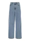 Totême Light Blue Wide Jeans With Logo Patch In Blue