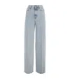 Totême Light Blue Wide Jeans With Logo Patch In Blue