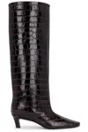 Totême Brown Croco-embossed Wide Shaft Tall Boots In Dark Brown Croco
