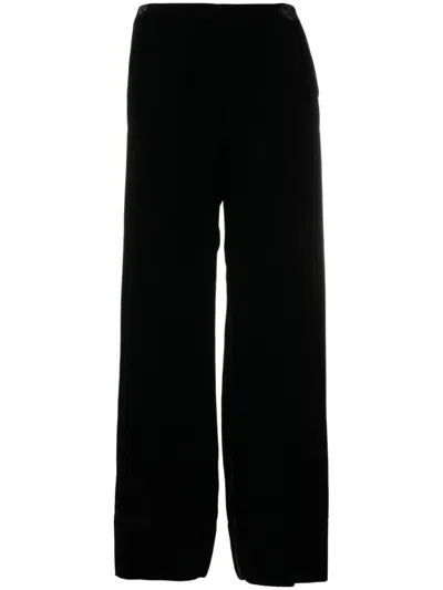Totême Wide Velvet Trousers In Black