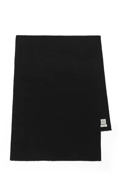 Totême Wide Wool Scarf In Black