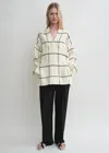 Totême Checked Cotton And Linen-blend Canvas Tunic In Ecru