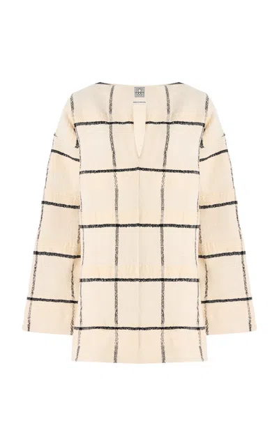 TOTÊME WINDOWPANE-CHECKED COTTON-BLEND TUNIC