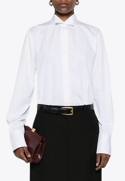 Totême Wingtip-collar Tuxedo Shirt In White