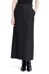 Totême Black Midi Straight Low-waisted Skirt In Recycled Polyester And Wool In Black