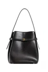 Totême Belted Leather Bucket Bag In Black