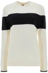 Totême White Sweater With Contrasting Stripe In White