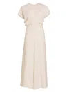 Totême Women's Crinkled Slouch-waist Midi-dress In Cream